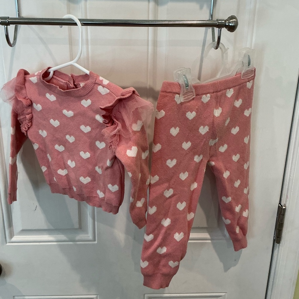 Pink Heart Sweater and Pants Set